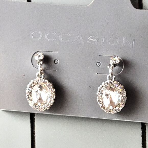 Clear Faux Crystal Drop Earring by Occasion New on Card Rhinestones Prom Wedding - Picture 11 of 12